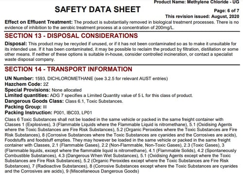 DG Class 6.1: Chemical Toxicity in the Workplace